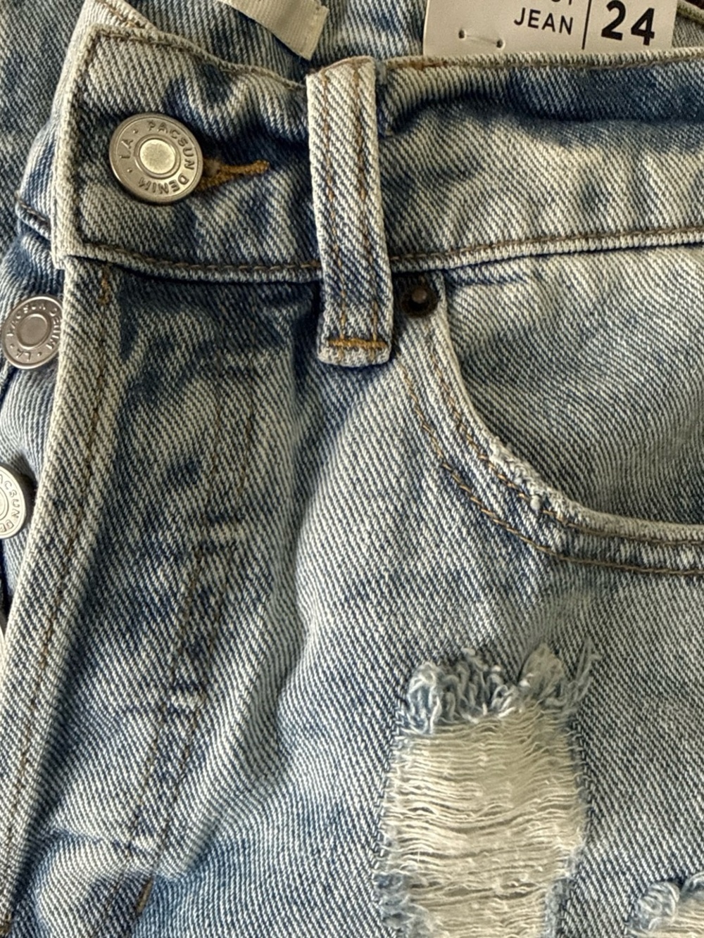PacSun Light Blue Ripped Wide-Leg Jeans - Picture 7 of 8